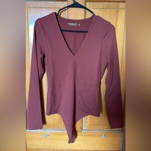 Abercrombie Soft A&F Deep V-Neck Long Sleeve Bodysuit Medium
